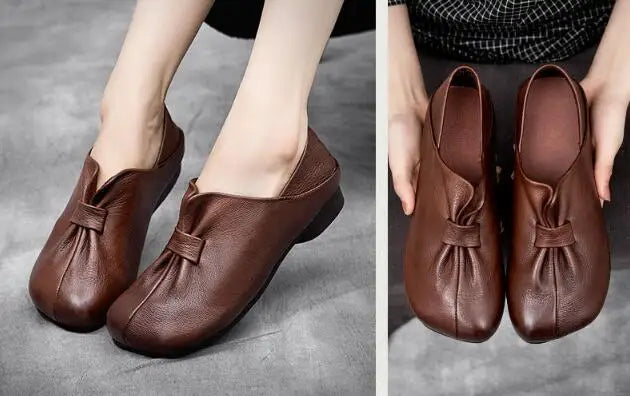 2023 Fashion Women Shoes Genuine Leather Loafers Women Casual Shoes Soft Comfortable Shoes Women Flats Shoes for Women Sneakers