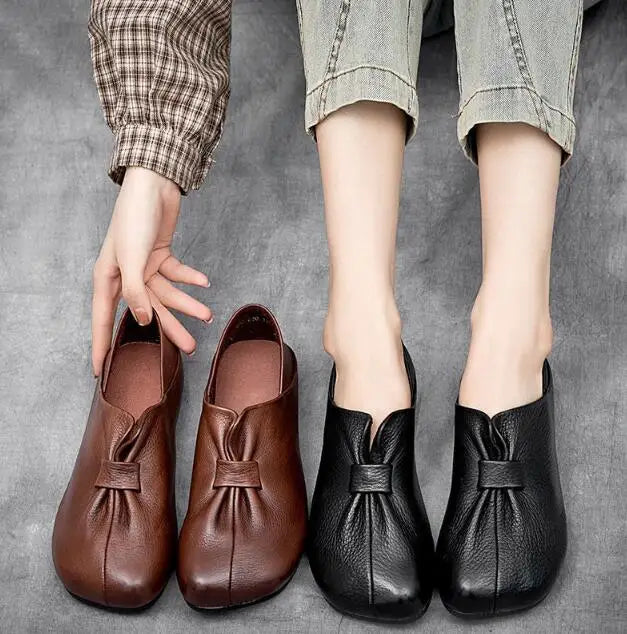 2023 Fashion Women Shoes Genuine Leather Loafers Women Casual Shoes Soft Comfortable Shoes Women Flats Shoes for Women Sneakers