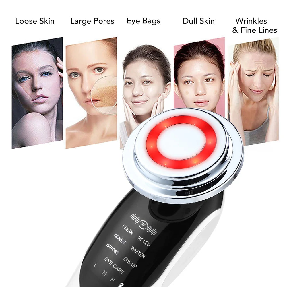 7 in 1 EMS Microcurrent Beauty Device Face Lifting Machine Skin Rejuvenation Anti Wrinkle Face Cleaning Vibration Massager