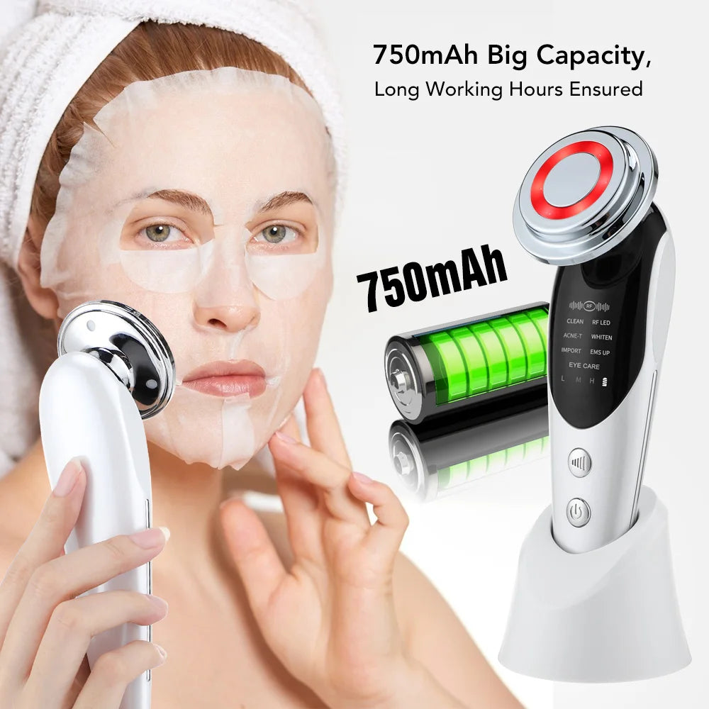 7 in 1 EMS Microcurrent Beauty Device Face Lifting Machine Skin Rejuvenation Anti Wrinkle Face Cleaning Vibration Massager