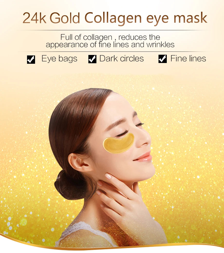 InniCare 50/60/80/100 Pcs Crystal Collagen Gold Eye Mask Anti Dark Circles Beauty Patches For Eye Skin Care Korean Cosmetics