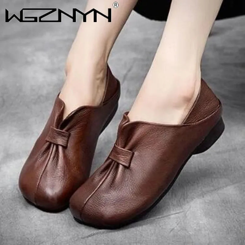 2023 Fashion Women Shoes Genuine Leather Loafers Women Casual Shoes Soft Comfortable Shoes Women Flats Shoes for Women Sneakers