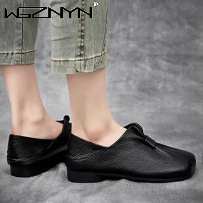 2023 Fashion Women Shoes Genuine Leather Loafers Women Casual Shoes Soft Comfortable Shoes Women Flats Shoes for Women Sneakers