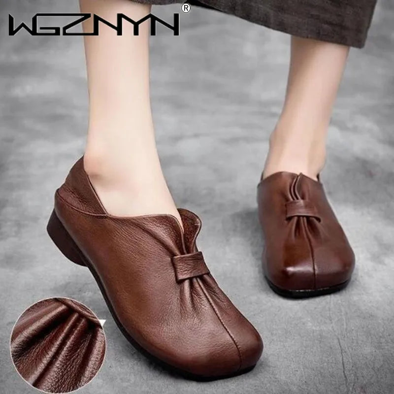 2023 Fashion Women Shoes Genuine Leather Loafers Women Casual Shoes Soft Comfortable Shoes Women Flats Shoes for Women Sneakers