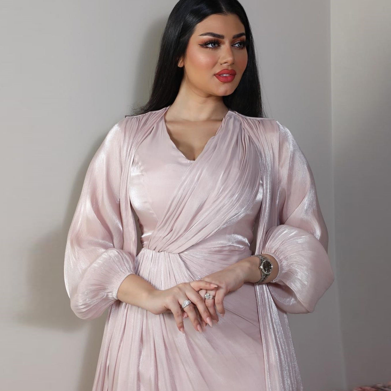 Morocco Party Dress Women Abaya 2 Piece Set Silky Satin Dubai Muslim Dresses Eid Caftan Evening Long Robe Vestidos Abayas Robe