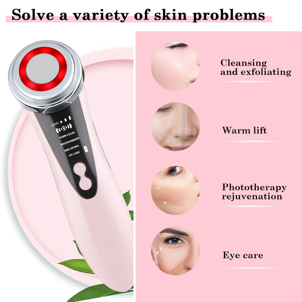 7 in 1 EMS Microcurrent Beauty Device Face Lifting Machine Skin Rejuvenation Anti Wrinkle Face Cleaning Vibration Massager