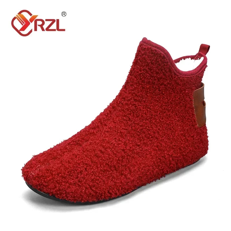 YRZL Winter Cotton Shoes Men High Top Warm Slip on Lightweight Slippers Men Plush Indoor Cotton Loafers Men Winter Warm Shoes