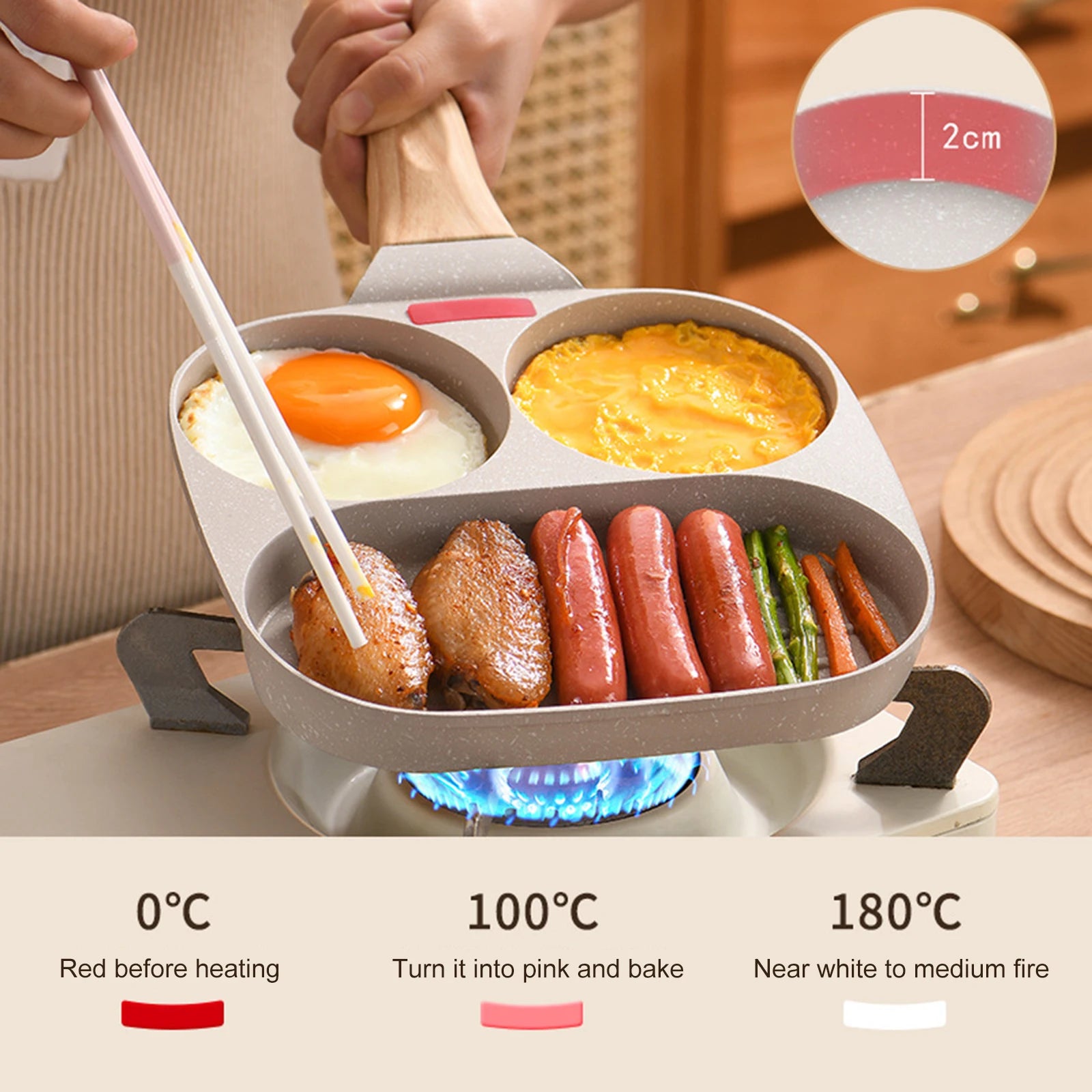 2/4 Hole Omelet Pan Frying Pot Thickened Non-stick Egg Pancake Steak Cooking Pan Hamburg Bread Breakfast Maker Kitchen Cookware