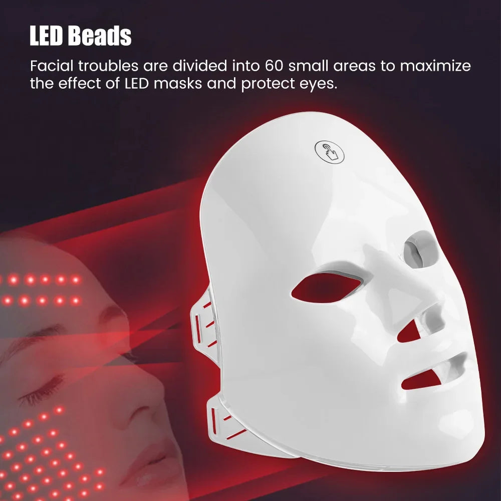 Rechargeable Facial LED Mask 7 Colors LED Photon Beauty Mask Skin Rejuvenation Home Face Lifting Whitening Beauty Device