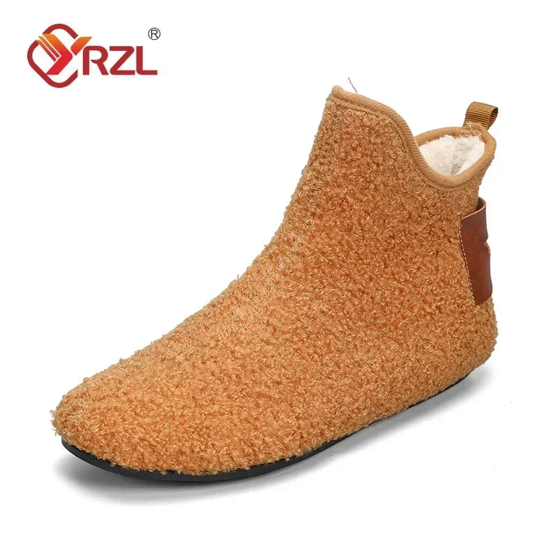 YRZL Winter Cotton Shoes Men High Top Warm Slip on Lightweight Slippers Men Plush Indoor Cotton Loafers Men Winter Warm Shoes