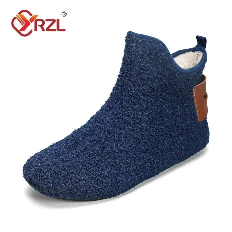 YRZL Winter Cotton Shoes Men High Top Warm Slip on Lightweight Slippers Men Plush Indoor Cotton Loafers Men Winter Warm Shoes