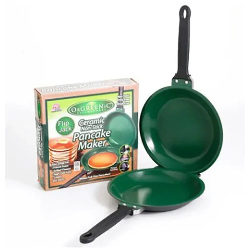 Double Sided Frying Pan Green Nonstick Stir Frying Pan with Ceramic Coating Pancake Maker Cake Maker Home Kitchen Cookware