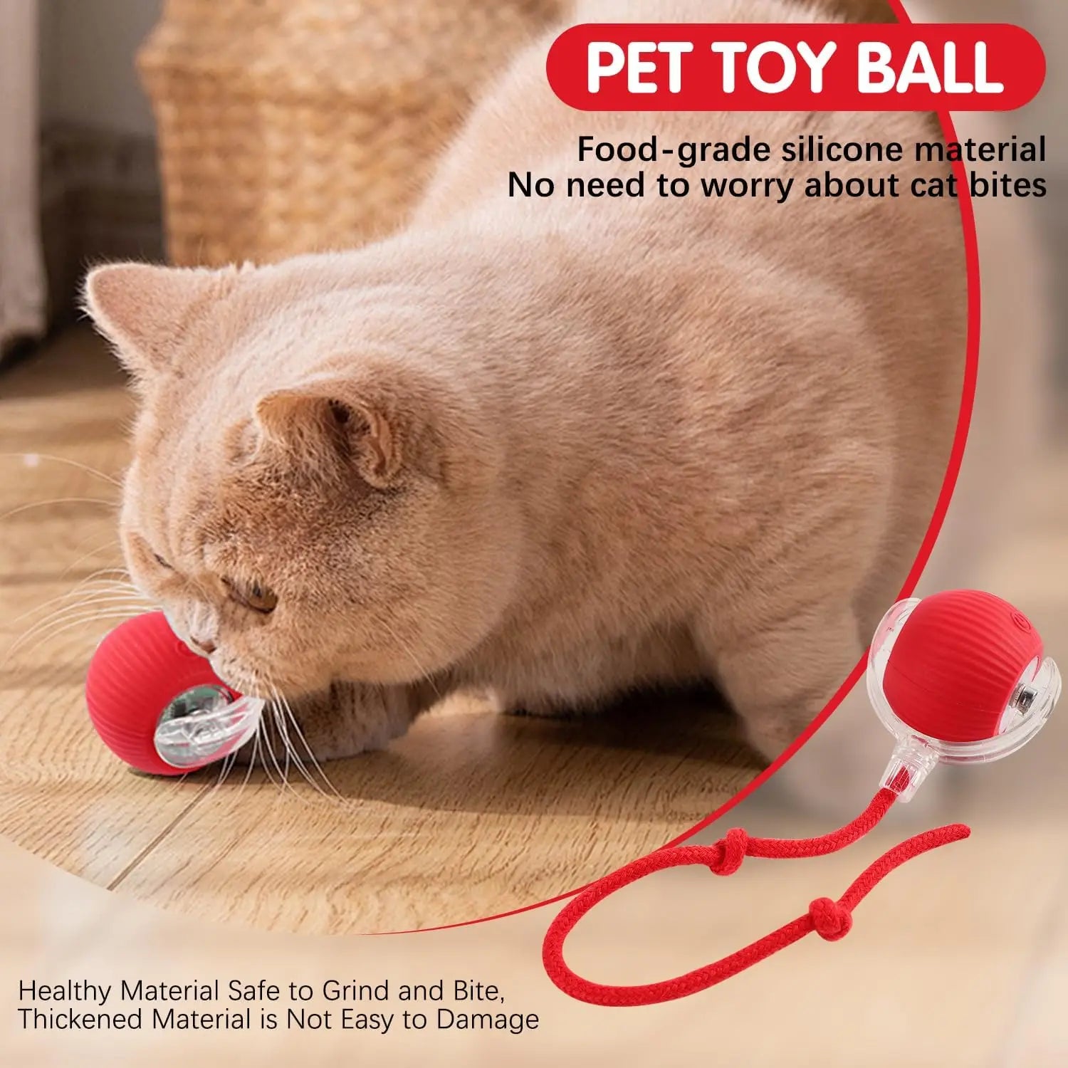 Cat Interactive Ball Toy Automatic Electric Rolling Ball Faux Tail Rechargeable Smart Pet Teaser Toy Cat Training Imitate Mouse