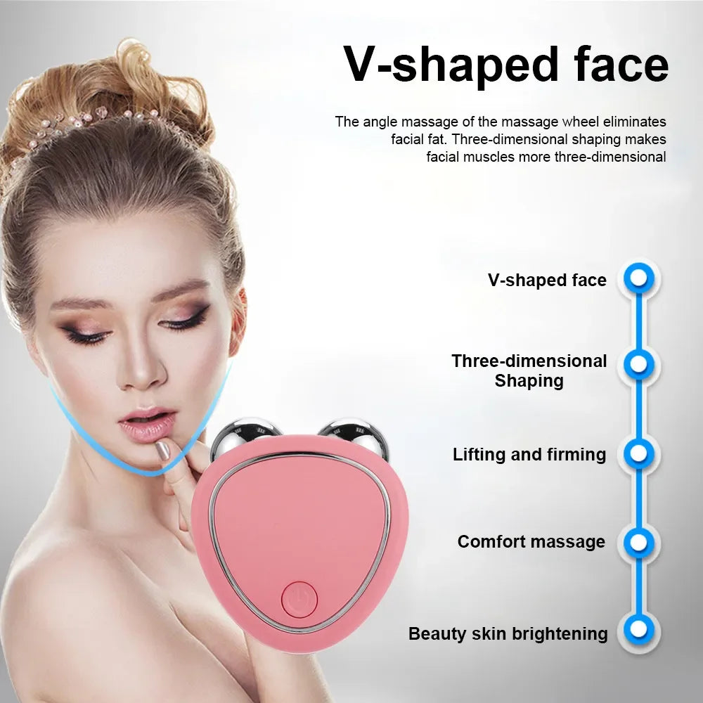 NEW Electric Face Massager Lift Roller Microcurrent Sonic Vibration Facial Lifting Skin Tighten Massage Portable Beauty Devices