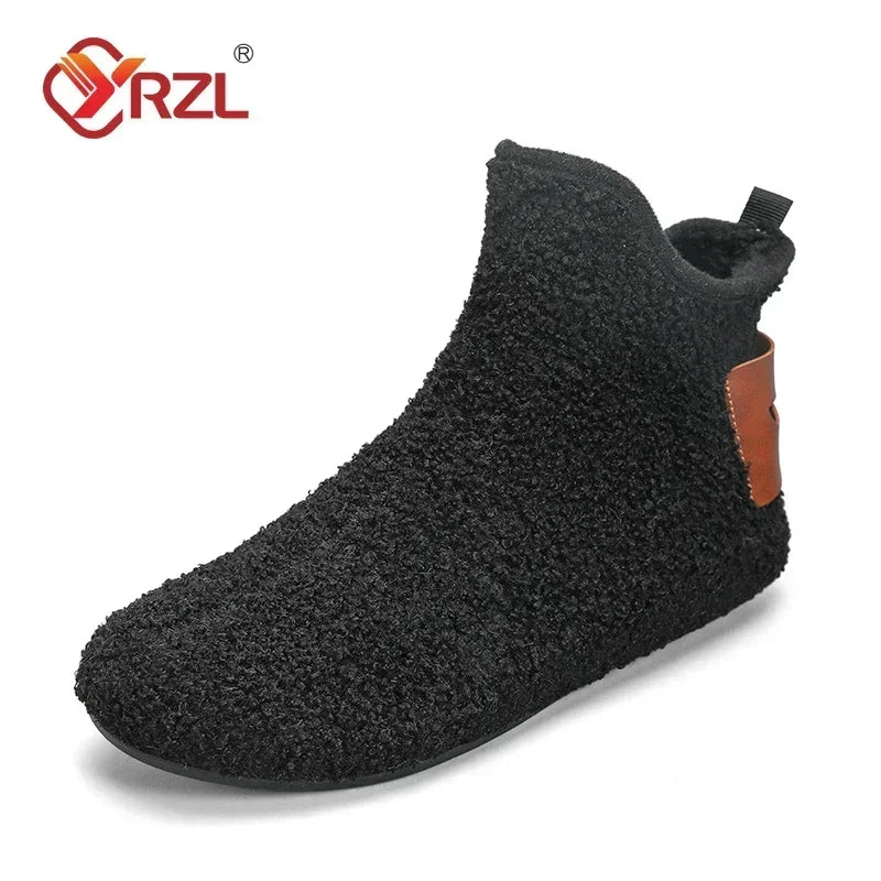 YRZL Winter Cotton Shoes Men High Top Warm Slip on Lightweight Slippers Men Plush Indoor Cotton Loafers Men Winter Warm Shoes