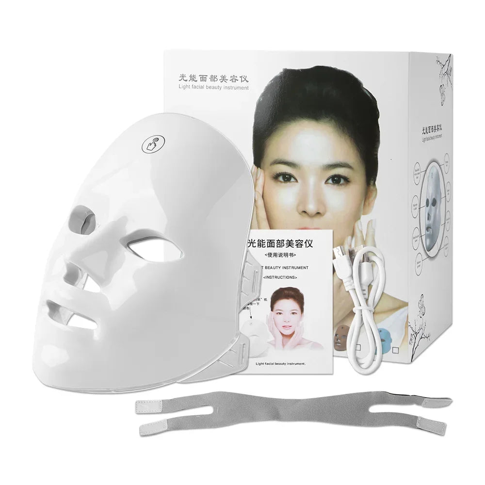 Rechargeable Facial LED Mask 7 Colors LED Photon Beauty Mask Skin Rejuvenation Home Face Lifting Whitening Beauty Device