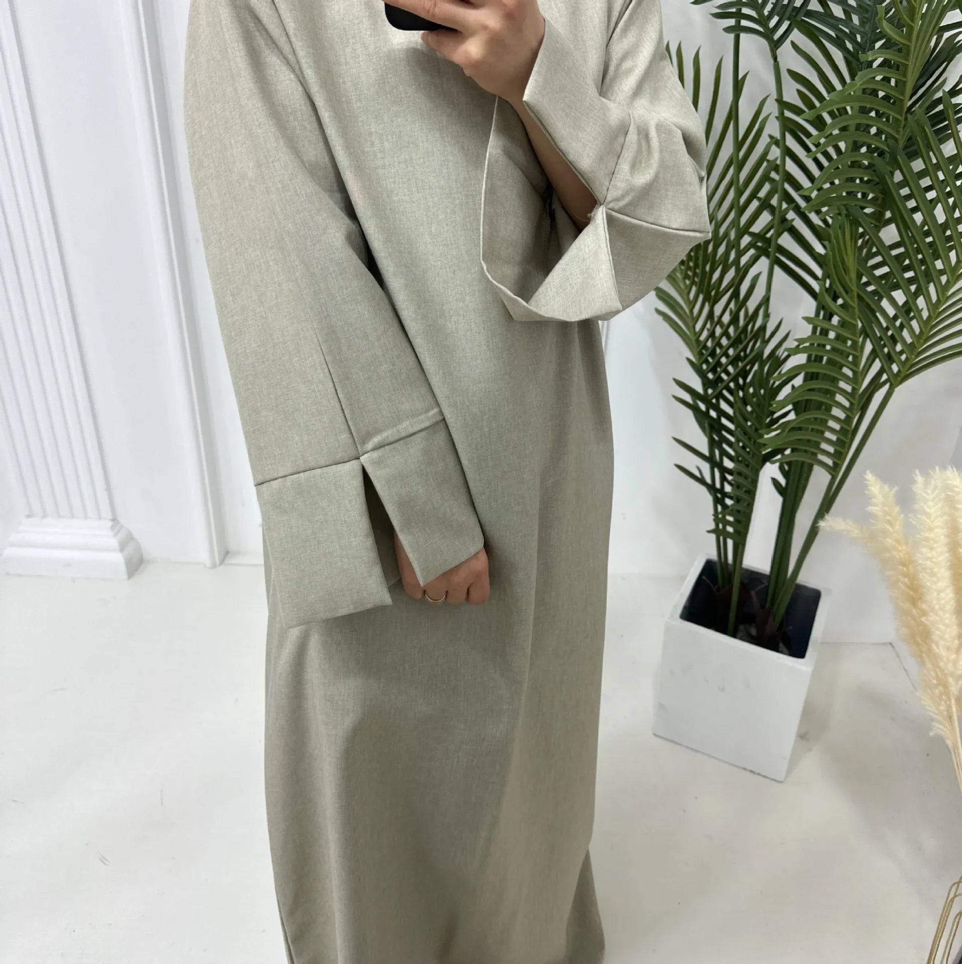 Closed Cotton Linen Abaya Luxury Dubai 2024 Muslim Hijab Dress Turkish Abayas for Women Saudi Islam Prayer Clothes Casual Kaftan