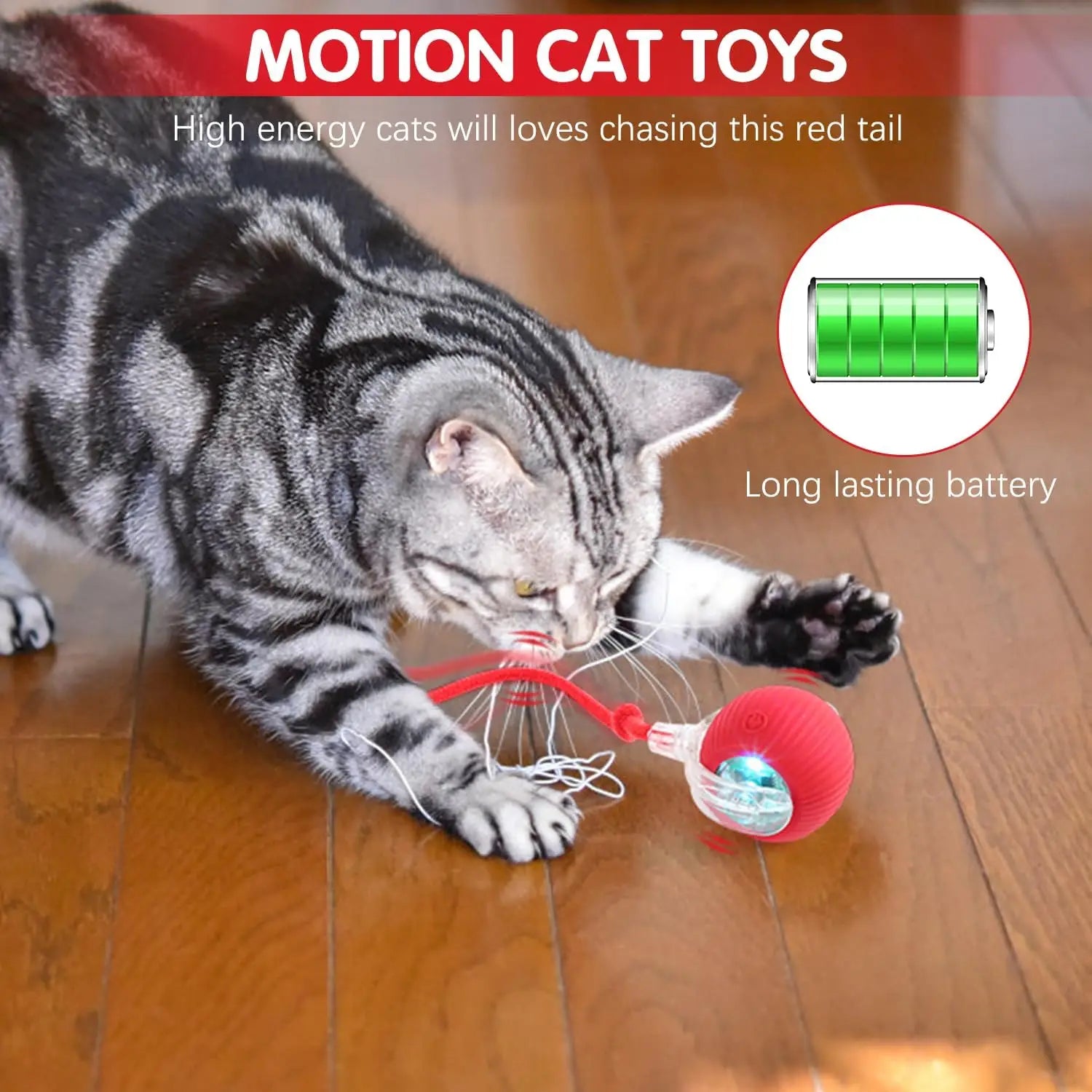 Cat Interactive Ball Toy Automatic Electric Rolling Ball Faux Tail Rechargeable Smart Pet Teaser Toy Cat Training Imitate Mouse