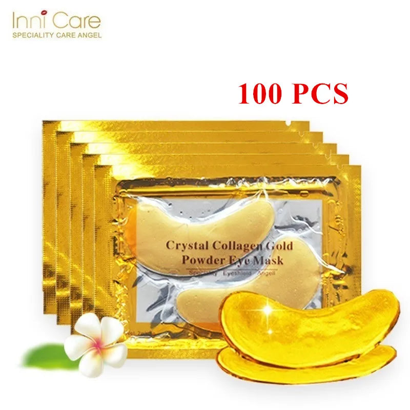 InniCare 50/60/80/100 Pcs Crystal Collagen Gold Eye Mask Anti Dark Circles Beauty Patches For Eye Skin Care Korean Cosmetics