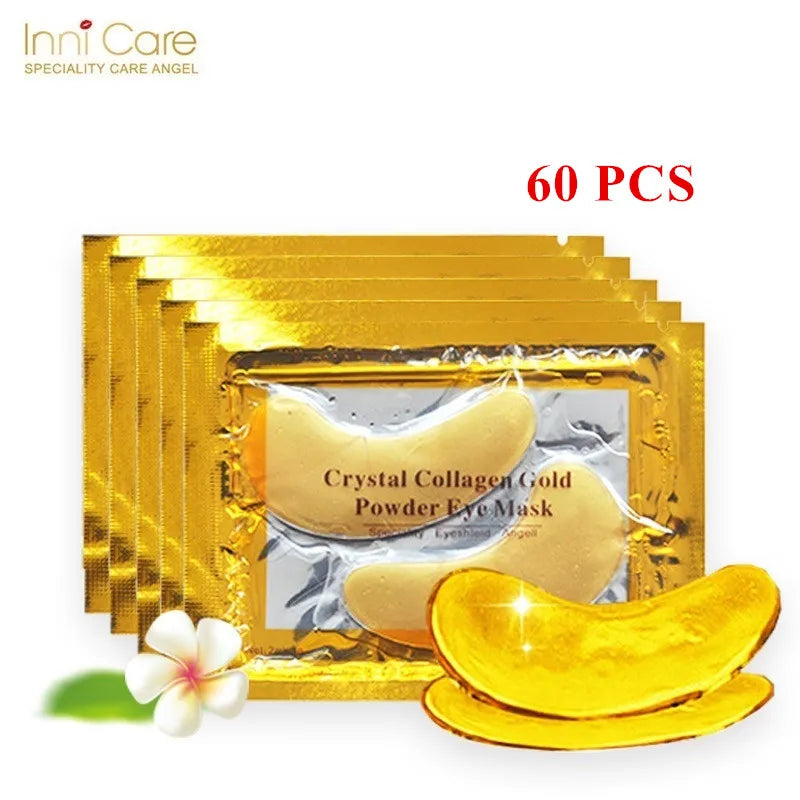 InniCare 50/60/80/100 Pcs Crystal Collagen Gold Eye Mask Anti Dark Circles Beauty Patches For Eye Skin Care Korean Cosmetics