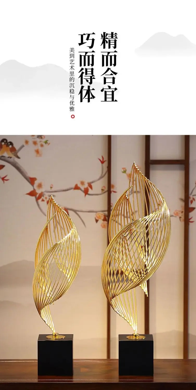 Abstract Modern Decor  Metal Sculptur Art Golden Statue Living Room Home Decoration Office Desk Decoration Accessories