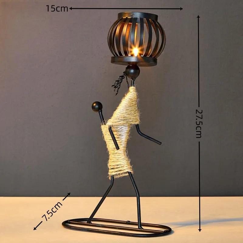 Nordic Metal Candlestick Abstract Character Sculpture Candle Holder Decors Handmade Figurines Home Decoration Art Gifts Hot 2024