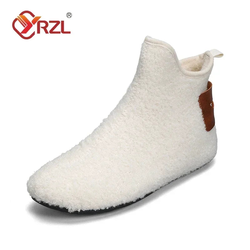 YRZL Winter Cotton Shoes Men High Top Warm Slip on Lightweight Slippers Men Plush Indoor Cotton Loafers Men Winter Warm Shoes