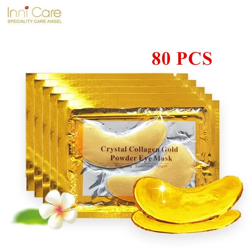 InniCare 50/60/80/100 Pcs Crystal Collagen Gold Eye Mask Anti Dark Circles Beauty Patches For Eye Skin Care Korean Cosmetics