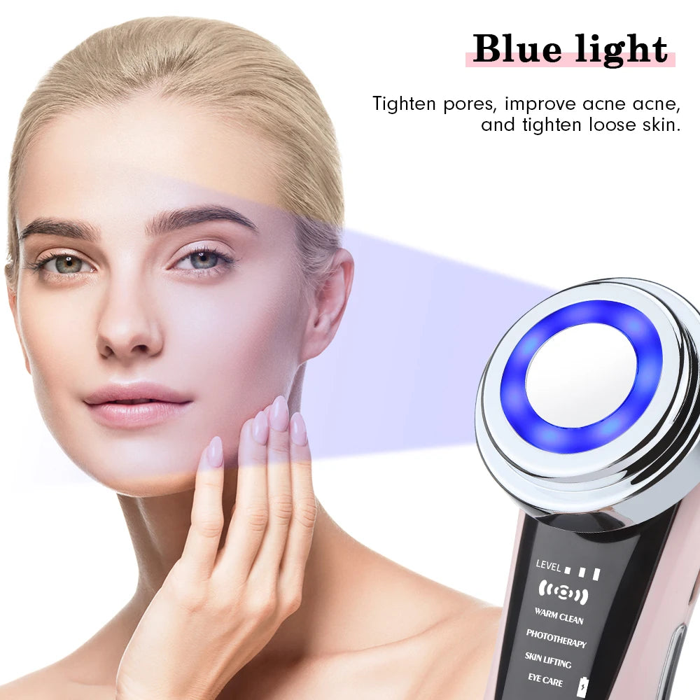 7 in 1 EMS Microcurrent Beauty Device Face Lifting Machine Skin Rejuvenation Anti Wrinkle Face Cleaning Vibration Massager