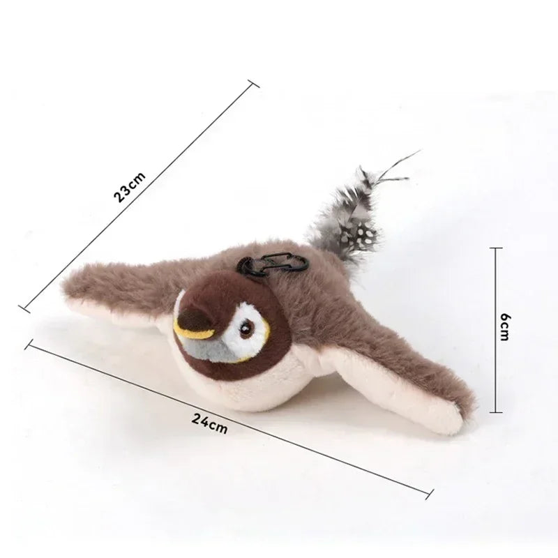 Interactive Cat Toys Rechargeable Chirping Flapping Bird with Catnip Indoor Dogs Cats Touch Activated Squeak Plush Toy for Pet