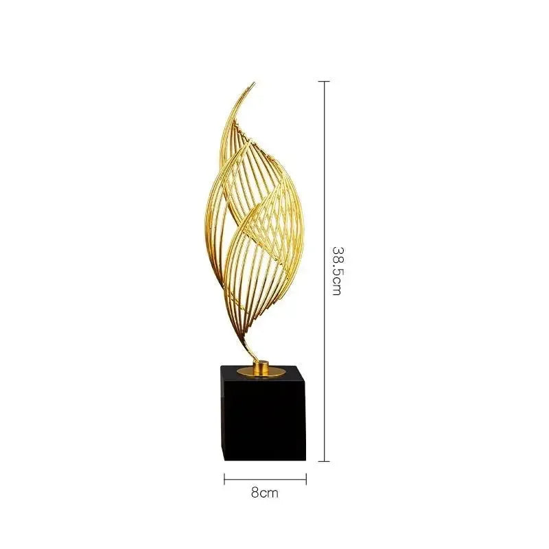 Abstract Modern Decor  Metal Sculptur Art Golden Statue Living Room Home Decoration Office Desk Decoration Accessories