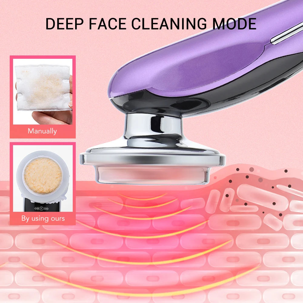 7 in 1 EMS Microcurrent Beauty Device Face Lifting Machine Skin Rejuvenation Anti Wrinkle Face Cleaning Vibration Massager