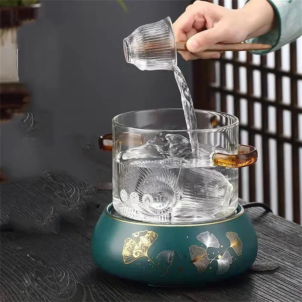 Glass Cooking Pot Transparent Kitchen Furniture Pot Heat Resistant Soup Stock Pots Binaural Handle Noodle Bowl Kitchen Cookware