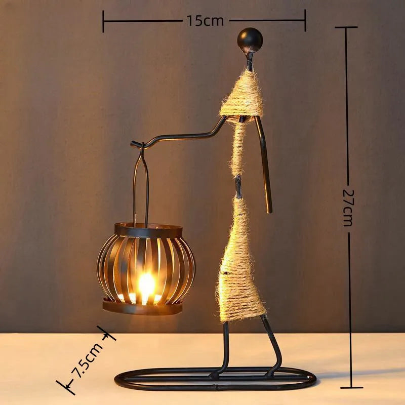 Nordic Metal Candlestick Abstract Character Sculpture Candle Holder Decors Handmade Figurines Home Decoration Art Gifts Hot 2024