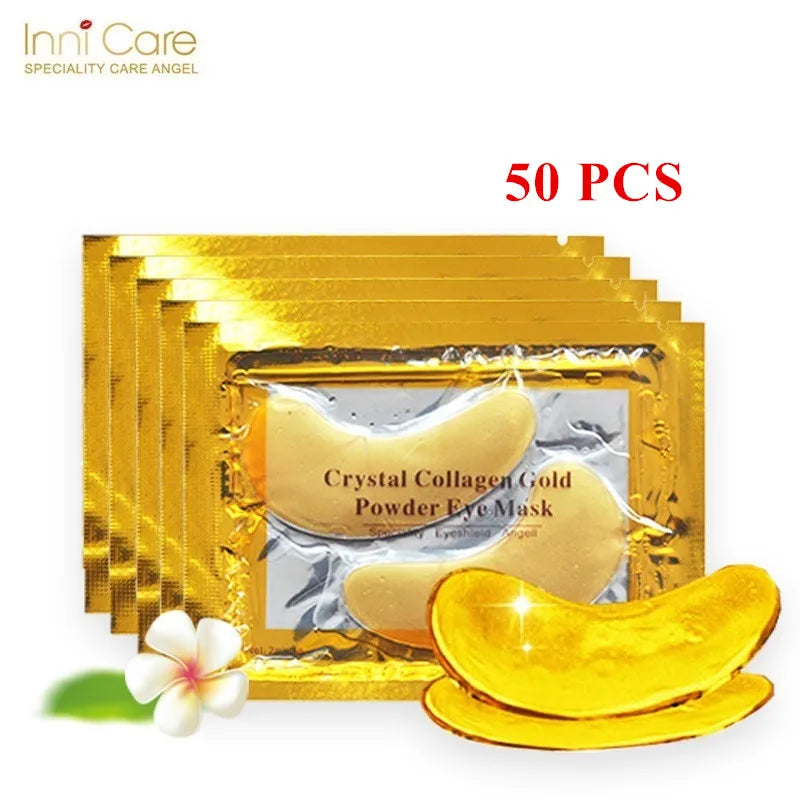 InniCare 50/60/80/100 Pcs Crystal Collagen Gold Eye Mask Anti Dark Circles Beauty Patches For Eye Skin Care Korean Cosmetics