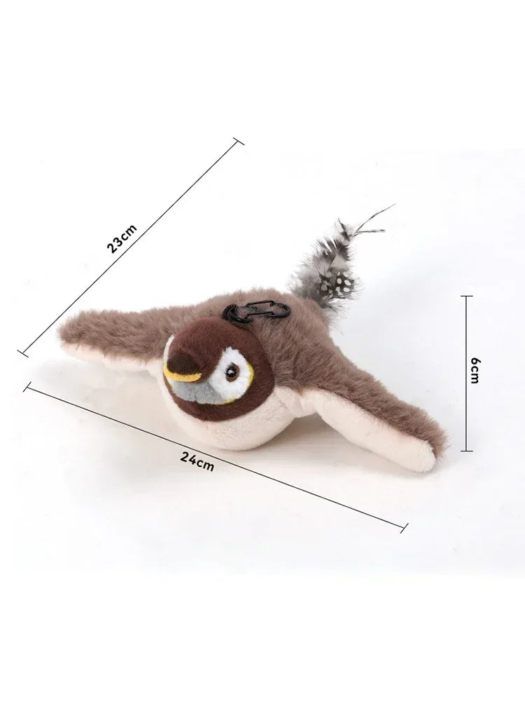 Interactive Cat Toys Rechargeable Chirping Flapping Bird with Catnip Indoor Dogs Cats Touch Activated Squeak Plush Toy for Pet