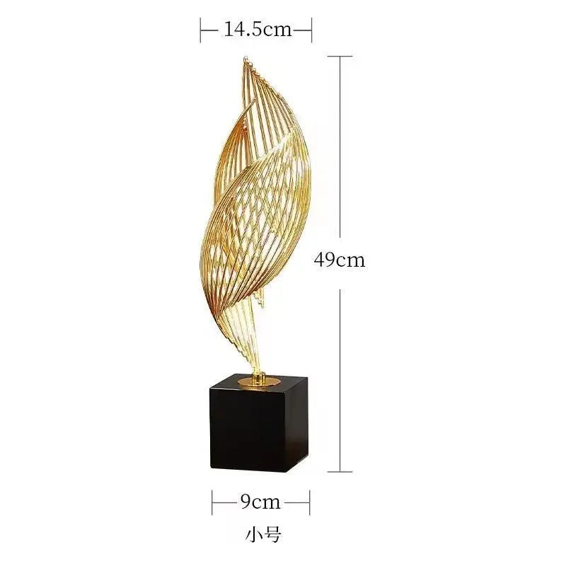 Abstract Modern Decor  Metal Sculptur Art Golden Statue Living Room Home Decoration Office Desk Decoration Accessories