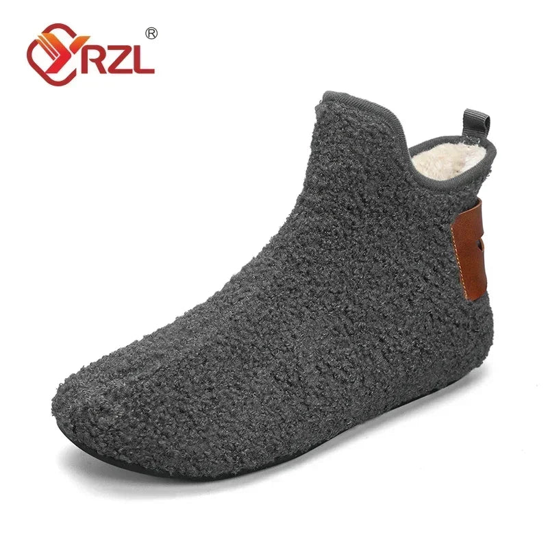 YRZL Winter Cotton Shoes Men High Top Warm Slip on Lightweight Slippers Men Plush Indoor Cotton Loafers Men Winter Warm Shoes