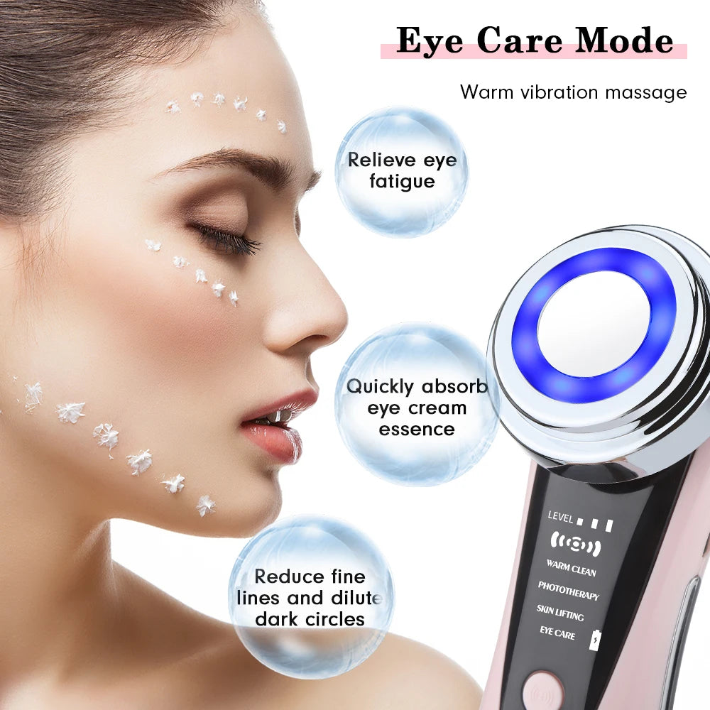 7 in 1 EMS Microcurrent Beauty Device Face Lifting Machine Skin Rejuvenation Anti Wrinkle Face Cleaning Vibration Massager