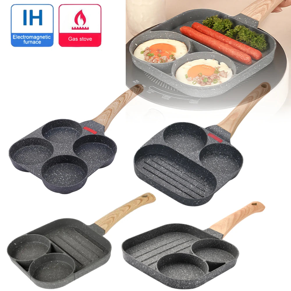 2/4 Hole Omelet Pan Frying Pot Thickened Non-stick Egg Pancake Steak Cooking Pan Hamburg Bread Breakfast Maker Kitchen Cookware