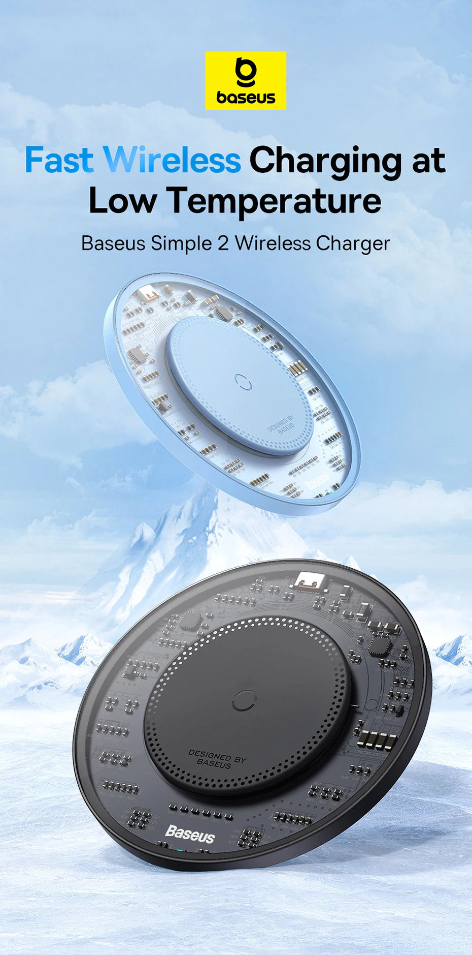 Baseus 15W Fast Wireless Charger For iPhone 16 15 14 13 Airpods Visible Qi Wireless Charging Pad For Samsung S22 S10 Xiaomi LG