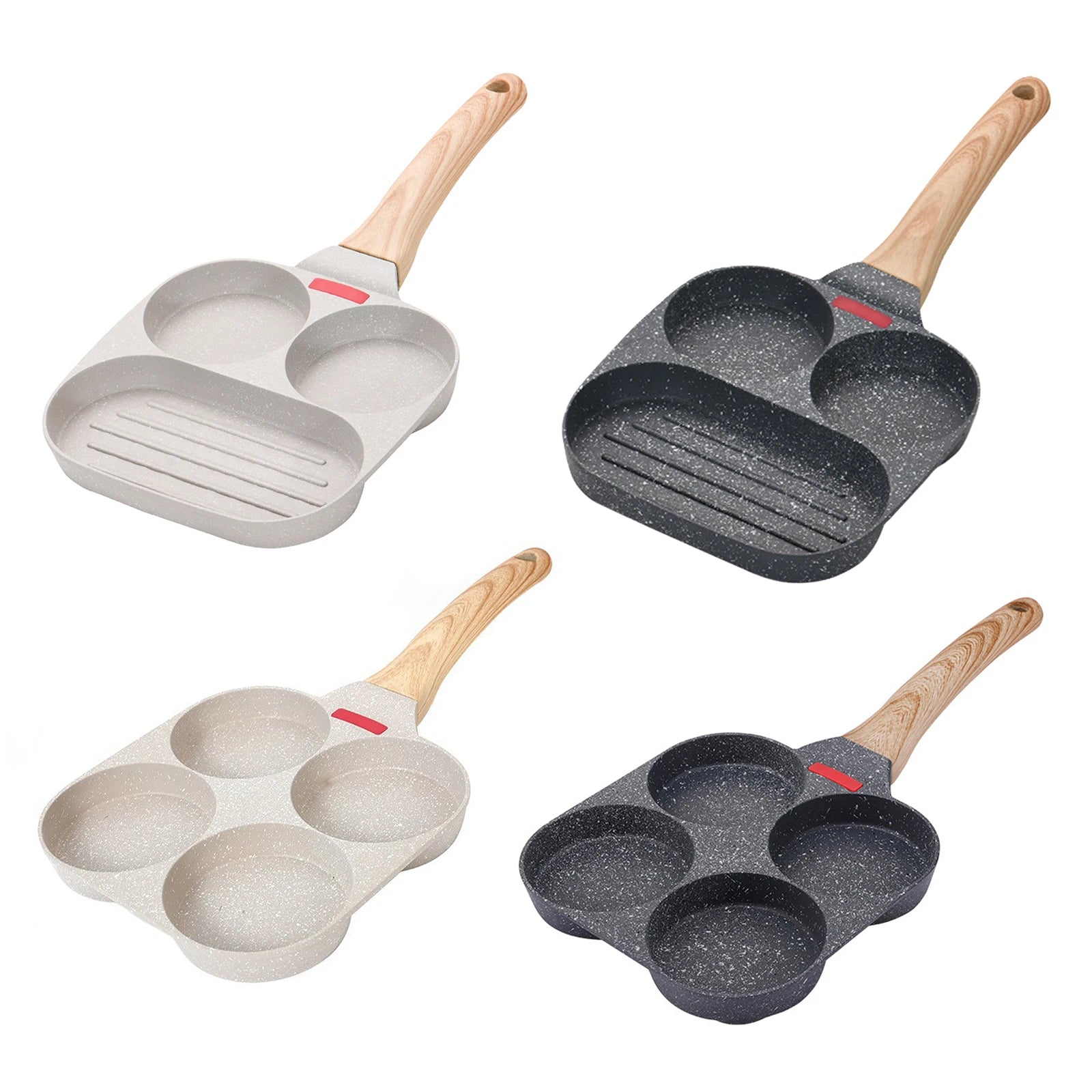 2/4 Hole Omelet Pan Frying Pot Thickened Non-stick Egg Pancake Steak Cooking Pan Hamburg Bread Breakfast Maker Kitchen Cookware