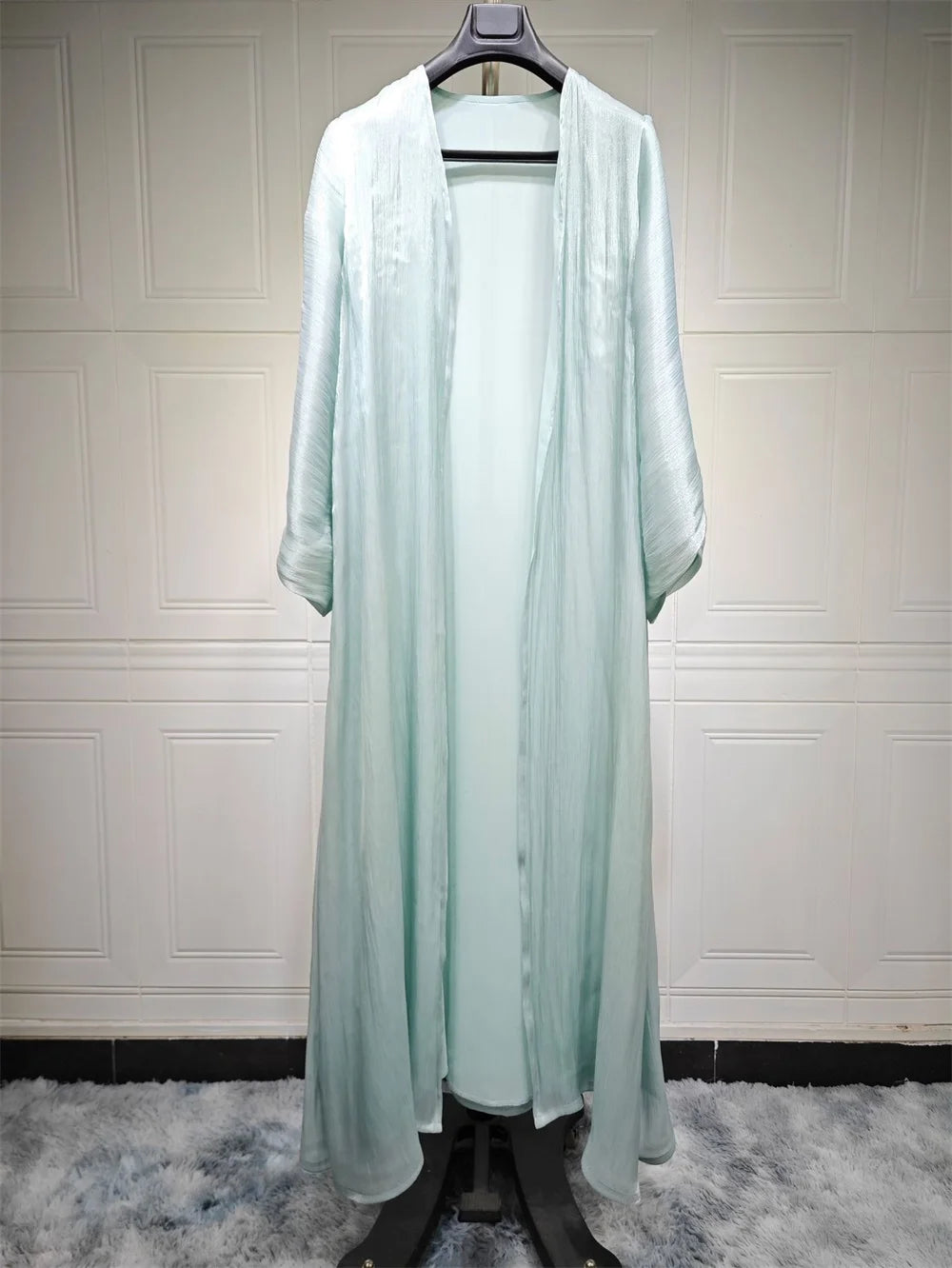 Siskakia Muslim Fashion Dubai Women Shiny Satin Open Kimono Abaya Saudi Moroccan Kaftan Elegant Party Clothing Turkish Arab Robe