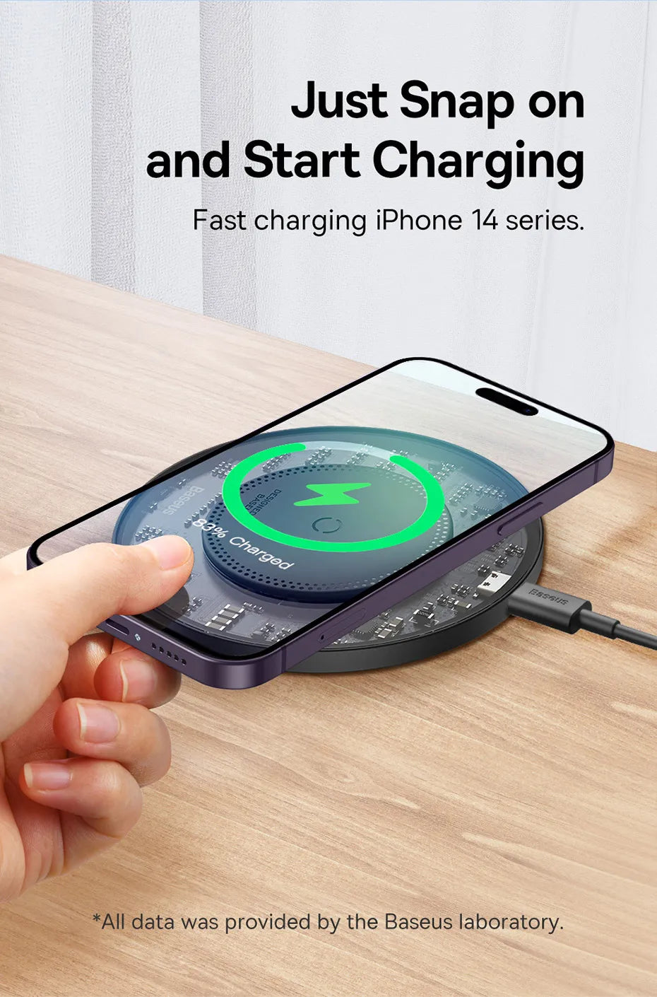 Baseus 15W Fast Wireless Charger For iPhone 16 15 14 13 Airpods Visible Qi Wireless Charging Pad For Samsung S22 S10 Xiaomi LG