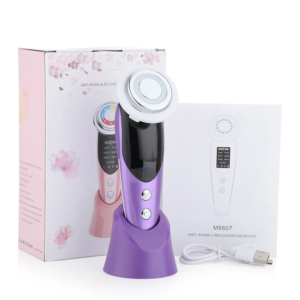 7 in 1 EMS Microcurrent Beauty Device Face Lifting Machine Skin Rejuvenation Anti Wrinkle Face Cleaning Vibration Massager