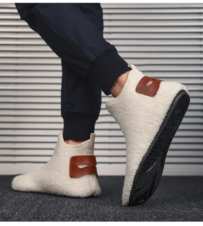 YRZL Winter Cotton Shoes Men High Top Warm Slip on Lightweight Slippers Men Plush Indoor Cotton Loafers Men Winter Warm Shoes