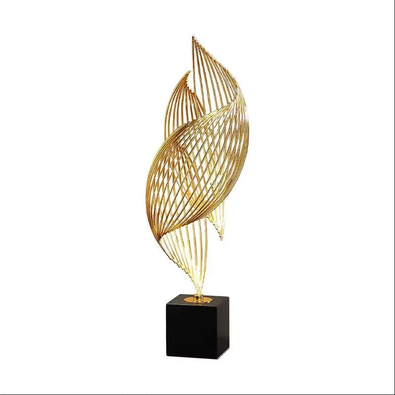 Abstract Modern Decor  Metal Sculptur Art Golden Statue Living Room Home Decoration Office Desk Decoration Accessories