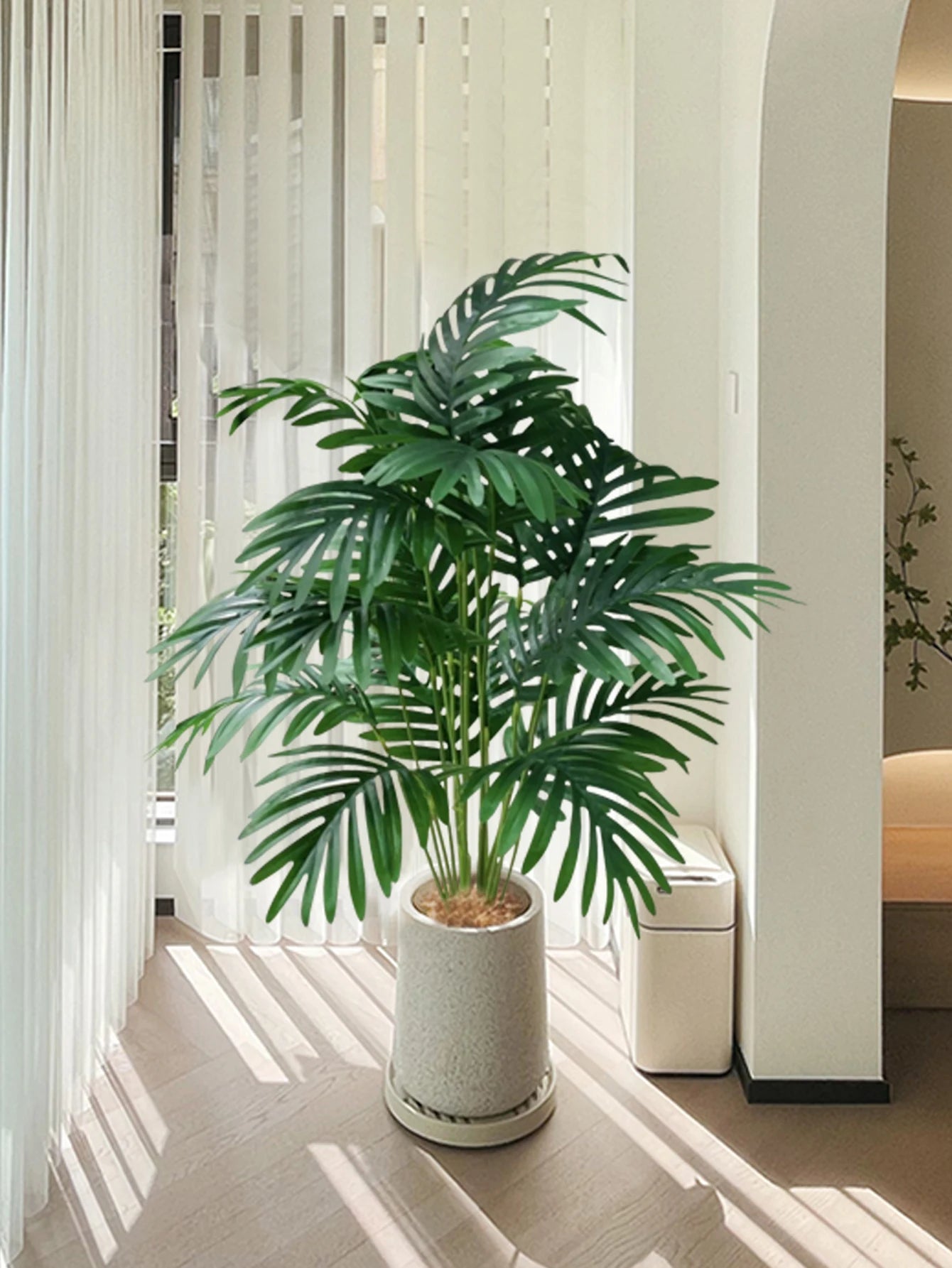 70-80cm Large Artificial Palm Tree Tropical Green Leaves Fake Plants Plastic Monstera Faux Tree Branch for Home Kitchen Decor