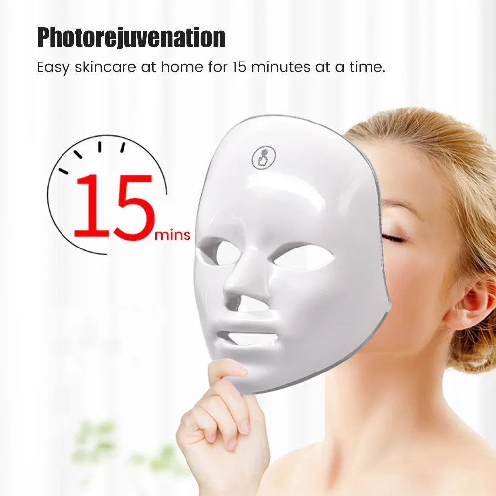 Rechargeable Facial LED Mask 7 Colors LED Photon Beauty Mask Skin Rejuvenation Home Face Lifting Whitening Beauty Device